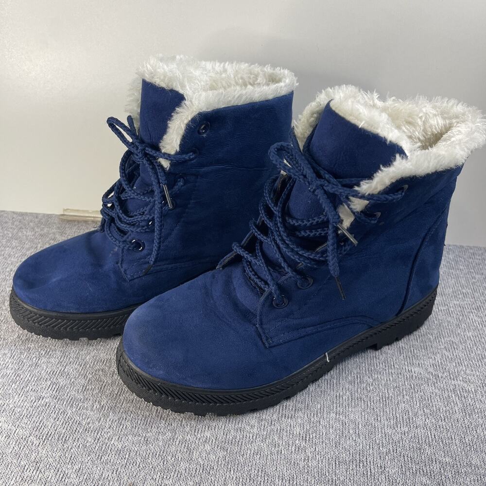 SQL Women’s Sussany Suede Ankle Boots Faux Fur Size 7.5 Warm Winter Boots.